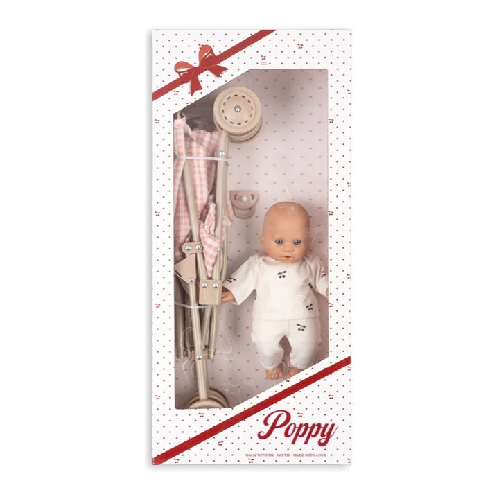 Konges Sløjd Poppy Doll Stroller Set, Pink Check