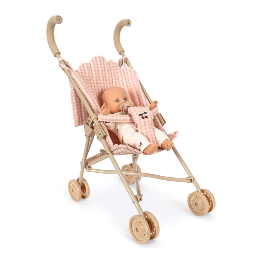 Konges Sløjd Poppy Doll Stroller Set, Pink Check