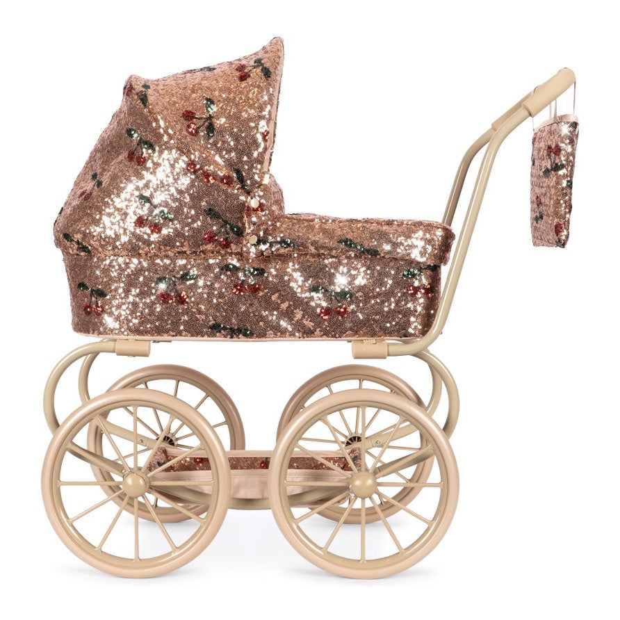 Konges Sløjd Sparkly Minnie Doll Pram, Cherry Sequin