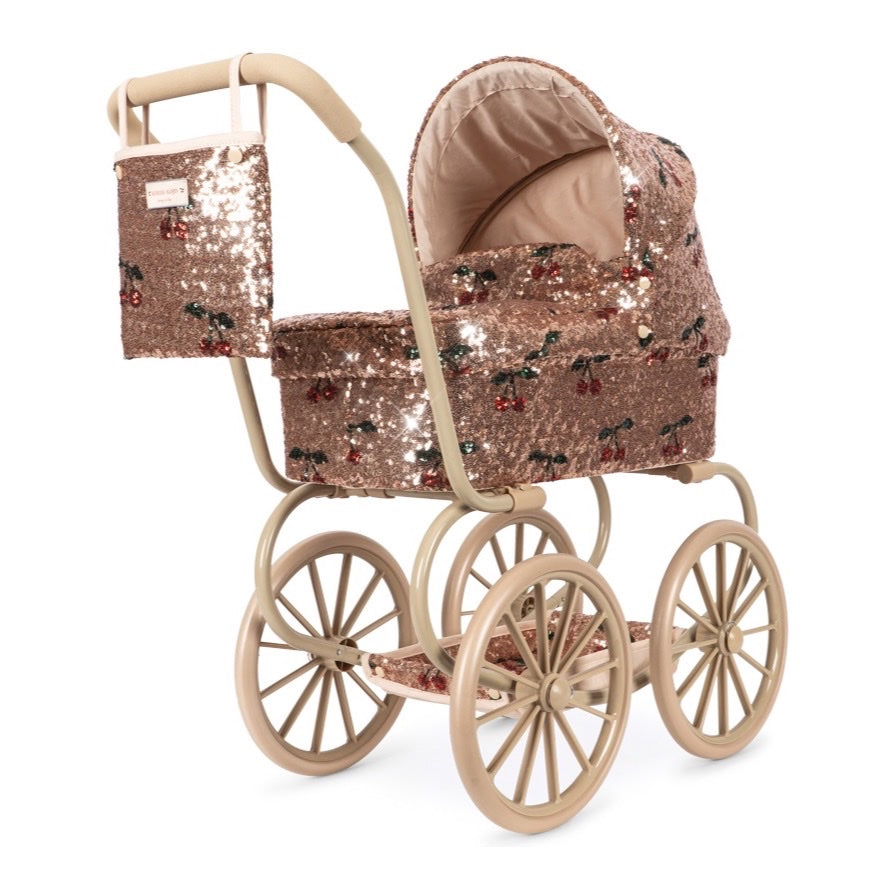 Konges Sløjd Sparkly Minnie Doll Pram, Cherry Sequin