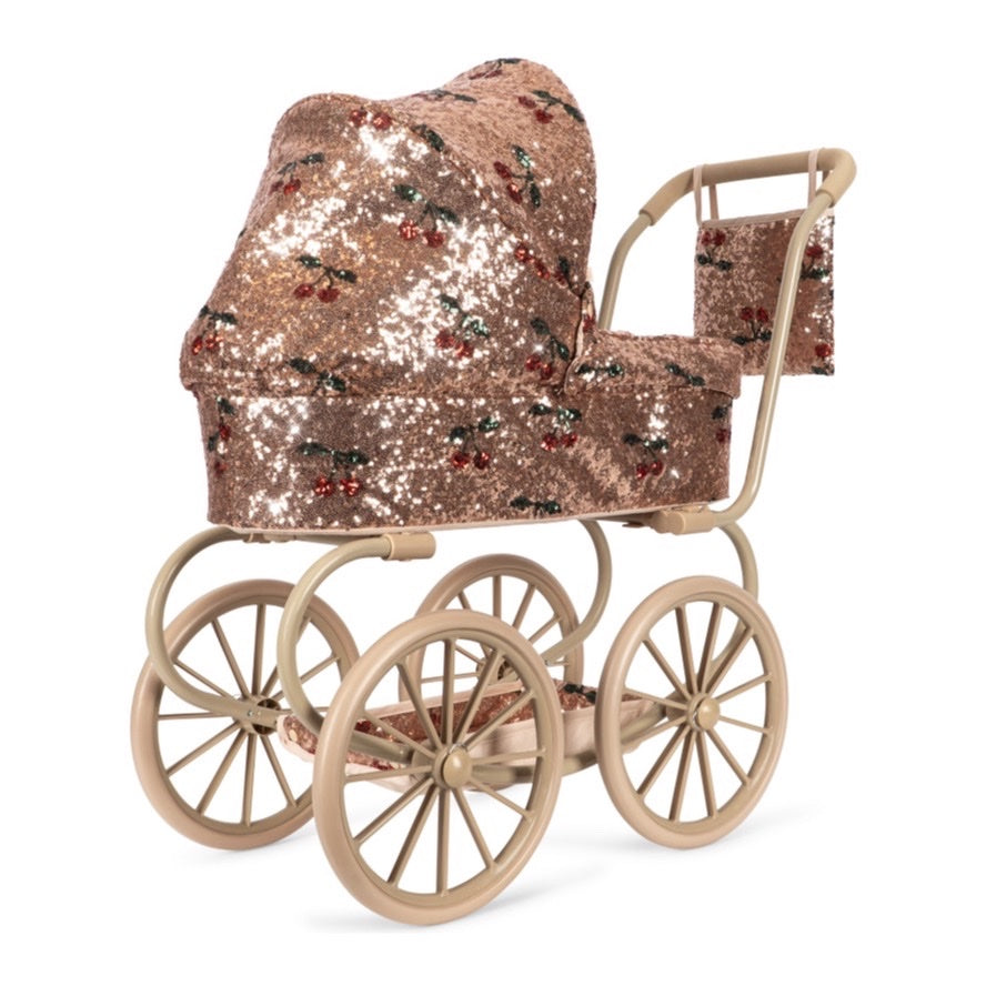 Konges Sløjd Sparkly Minnie Doll Pram, Cherry Sequin