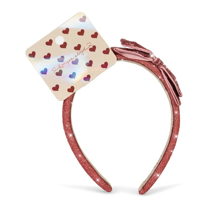 Konges Sløjd Velvet Bow Hairbrace, Red Glitter