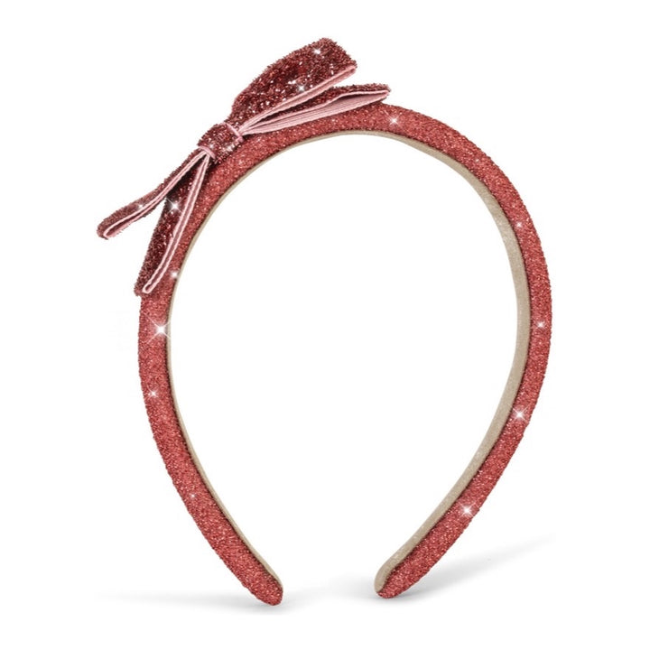 Konges Sløjd Velvet Bow Hairbrace, Red Glitter