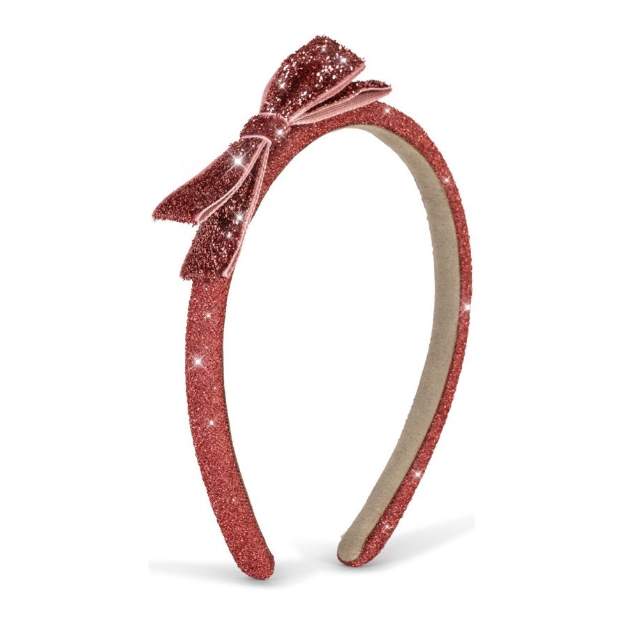 Konges Sløjd Velvet Bow Hairbrace, Red Glitter