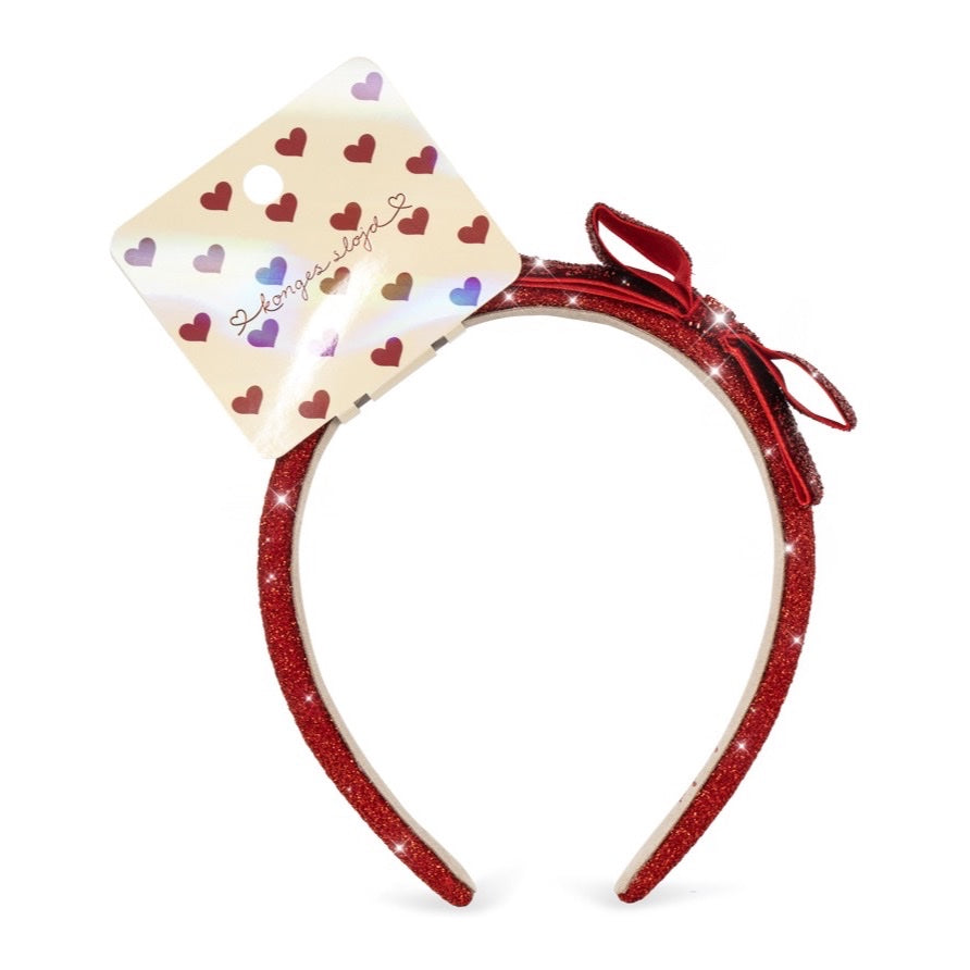Konges Sløjd Velvet Bow Hairbrace, Red Glitter
