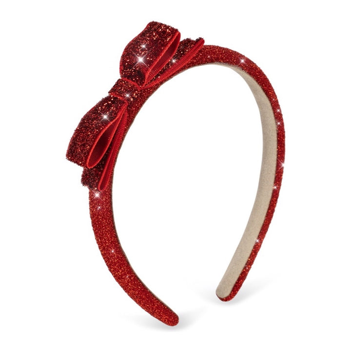 Konges Sløjd Velvet Bow Hairbrace, Red Glitter