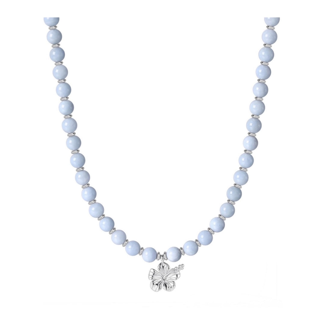 MALAKAI THE LABEL CLEO BEADED NECKLACE, SILVER