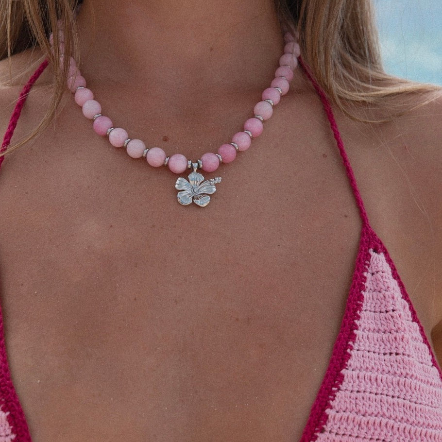MALAKAI THE LABEL LOLA BEADED NECKLACE, SILVER
