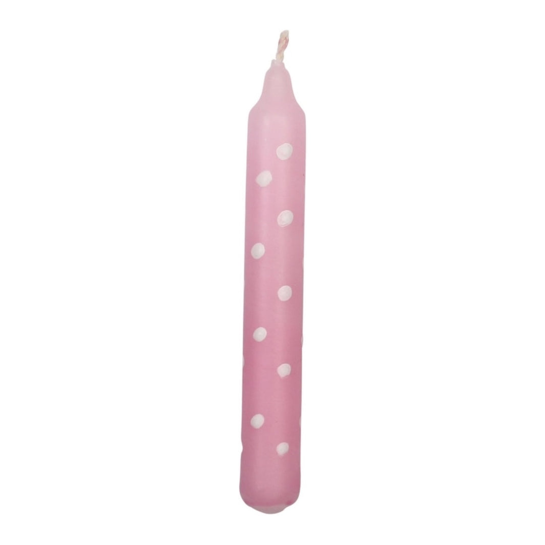 AHRENS CELEBRATION RING CANDLE, WHITE DOTS, PINK