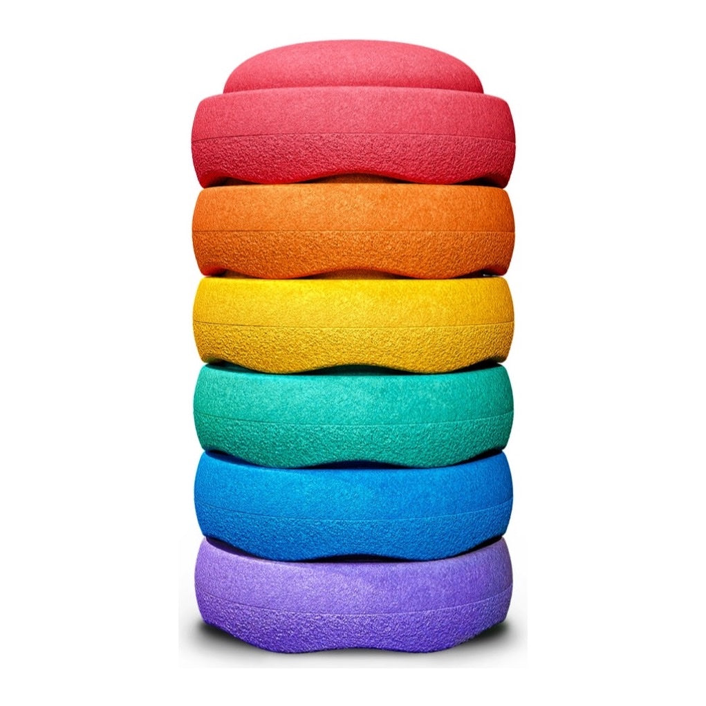 STAPELSTEIN BALANCE STEPPING STONES, ORIGINAL, SET OF 6, RAINBOW CLASSIC