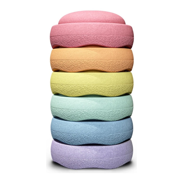 STAPELSTEIN BALANCE STEPPING STONES, ORIGINAL, SET OF 6, RAINBOW PASTEL