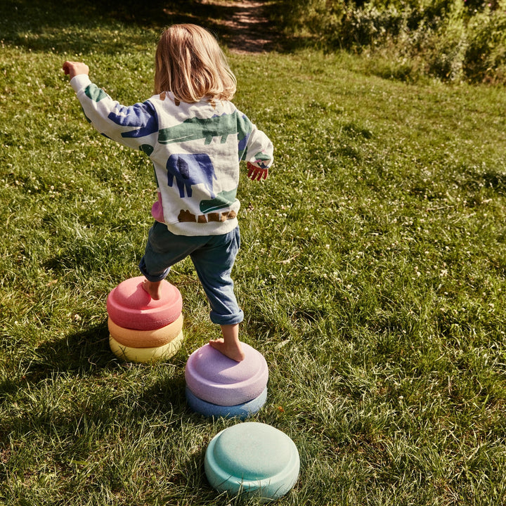 STAPELSTEIN BALANCE STEPPING STONES, ORIGINAL, SET OF 6, RAINBOW PASTEL