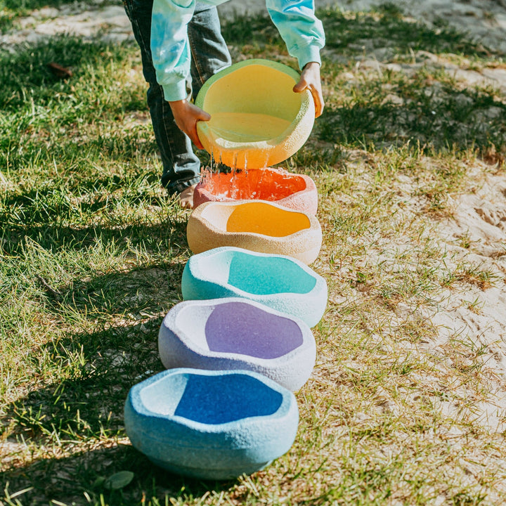 STAPELSTEIN BALANCE STEPPING STONES, ORIGINAL, SET OF 6, RAINBOW PASTEL