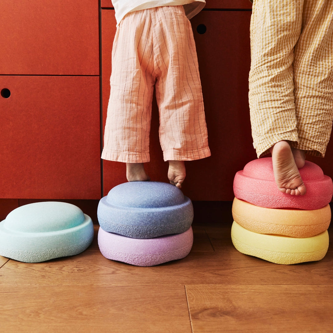 STAPELSTEIN BALANCE STEPPING STONES, ORIGINAL, SET OF 6, RAINBOW PASTEL