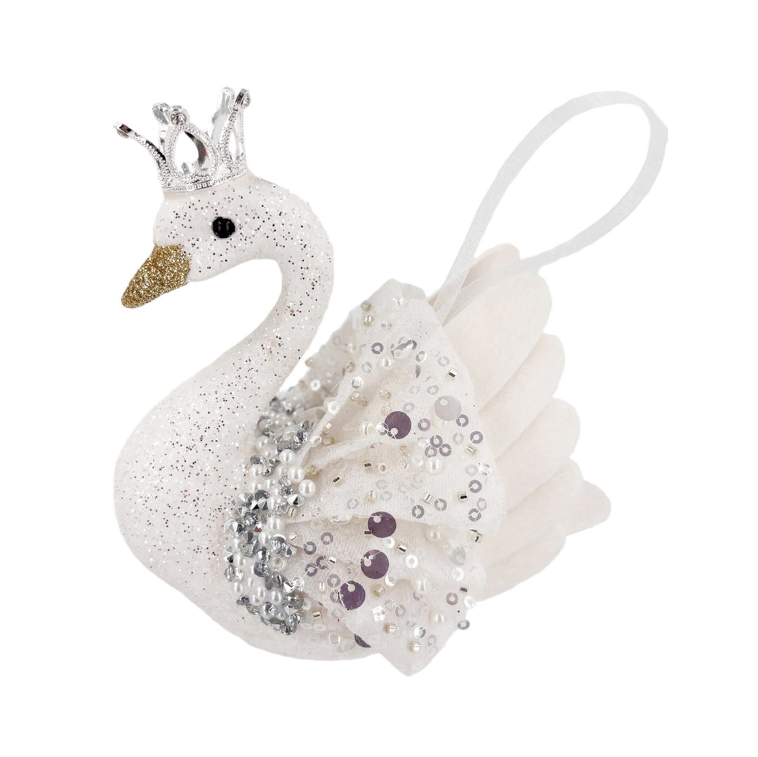 CROWN SWAN DECORATION, WHITE