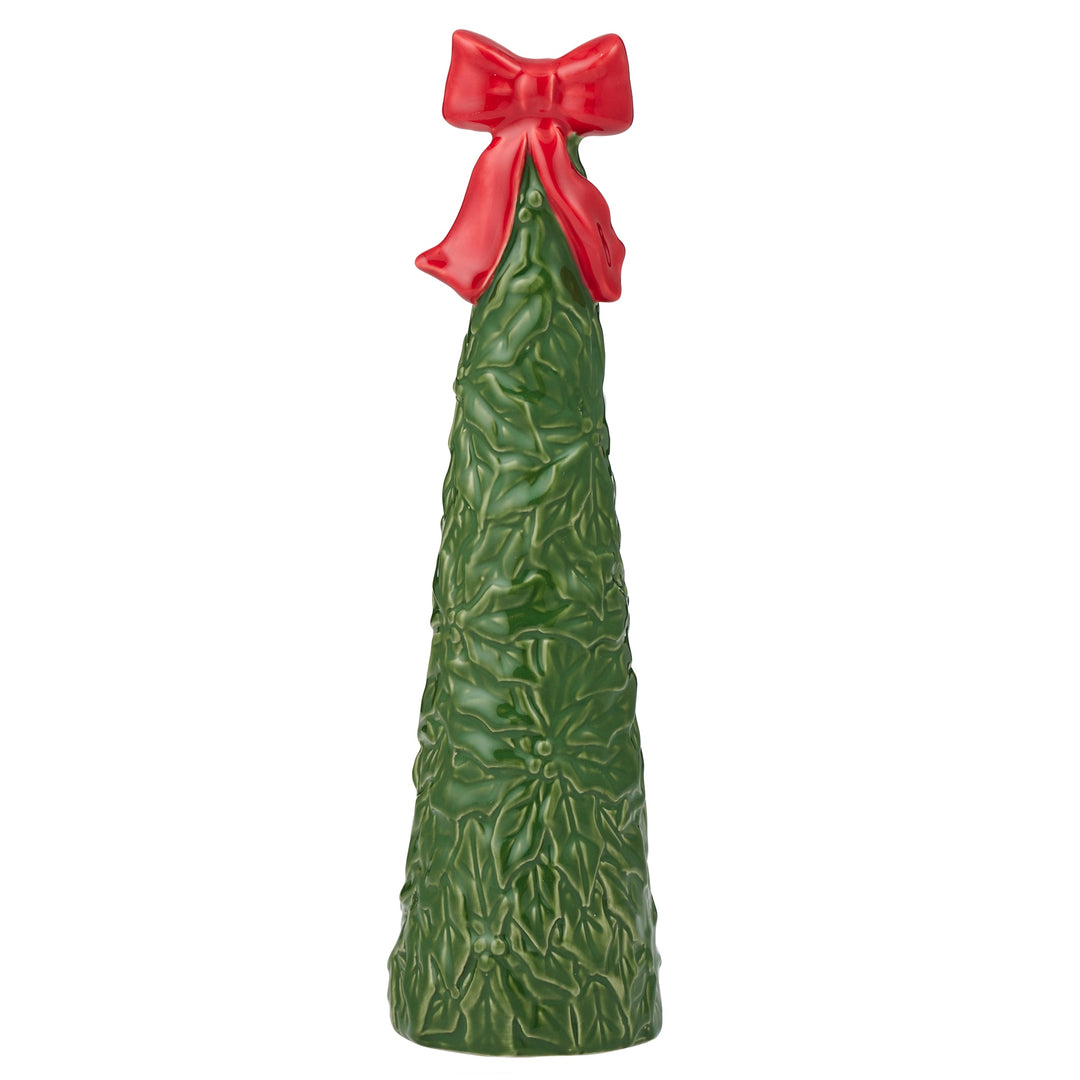 HOLLY LEAF CERAMIC CONE TREE 31CM, GREEN