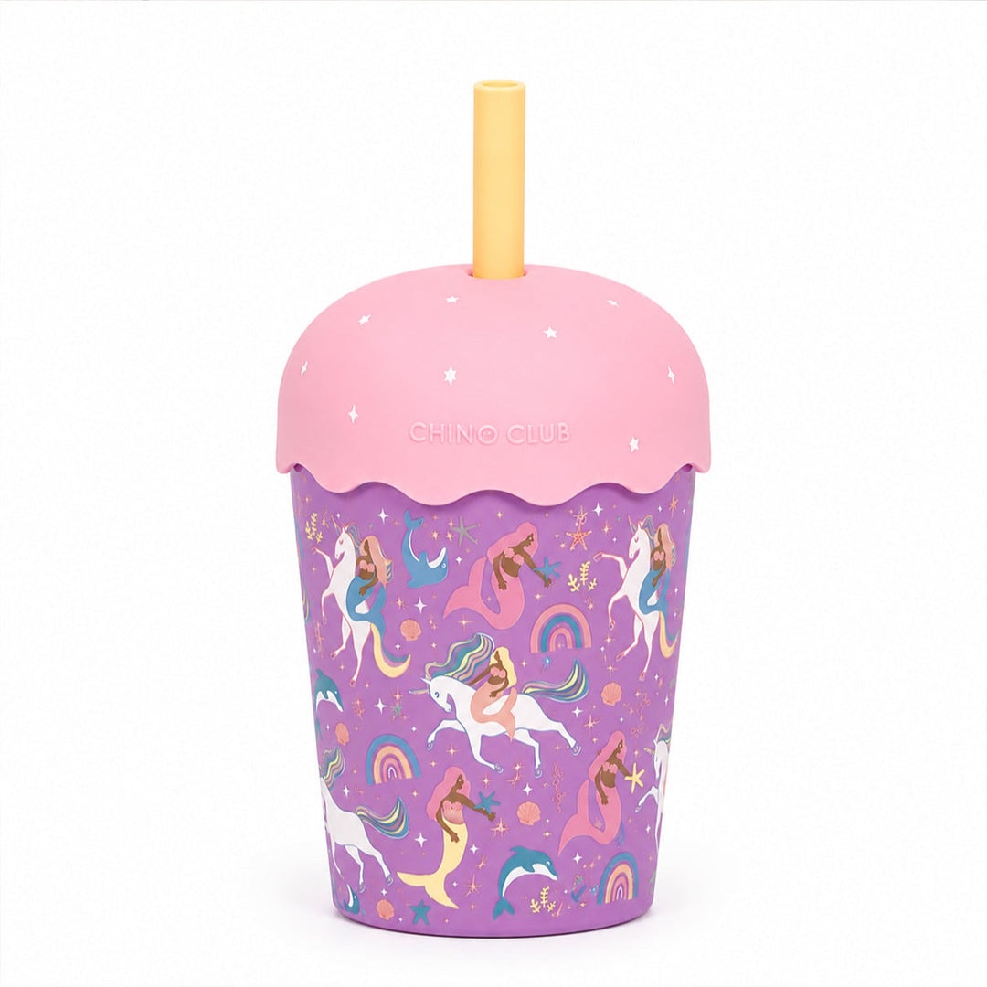 CHINO CLUB MINI SMOOTHIE CUP & STRAW, MERMAIDS AND UNICORNS