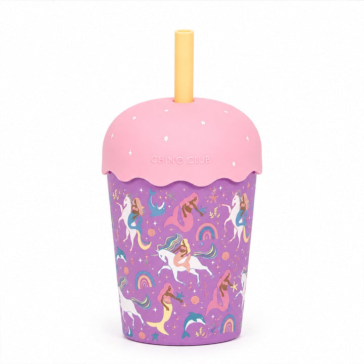 CHINO CLUB MINI SMOOTHIE CUP &amp; STRAW, MERMAIDS AND UNICORNS