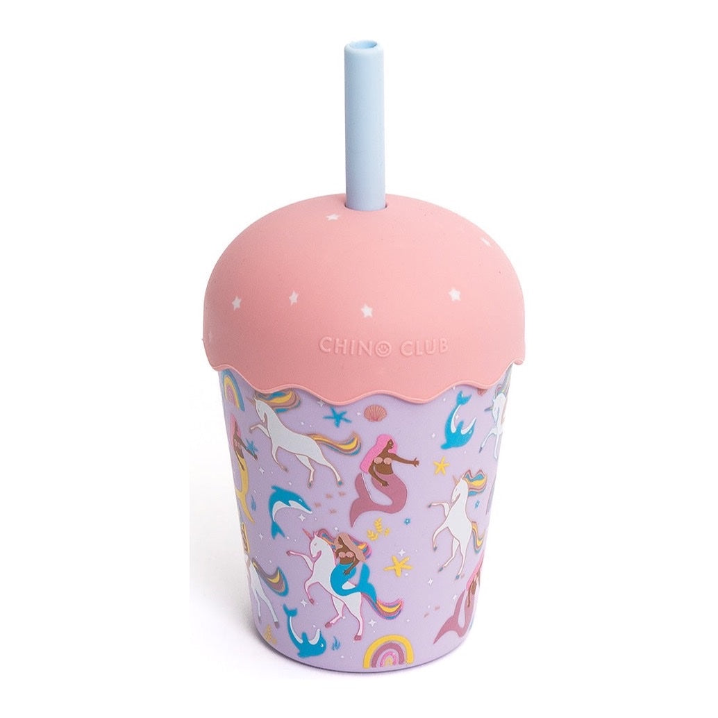 CHINO CLUB MINI SMOOTHIE CUP &amp; STRAW, MERMAIDS AND UNICORNS