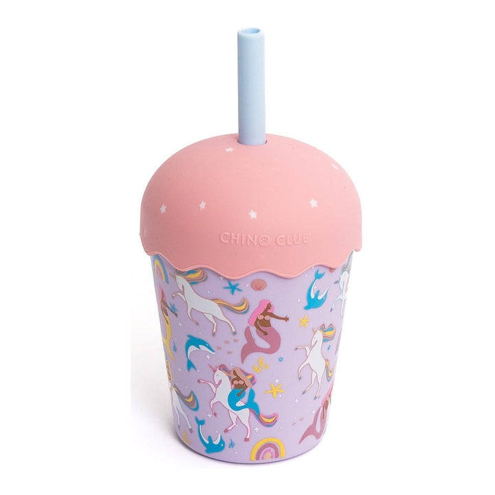 CHINO CLUB MINI SMOOTHIE CUP &amp; STRAW, MERMAIDS AND UNICORNS