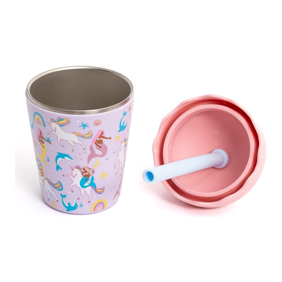 CHINO CLUB MINI SMOOTHIE CUP &amp; STRAW, MERMAIDS AND UNICORNS