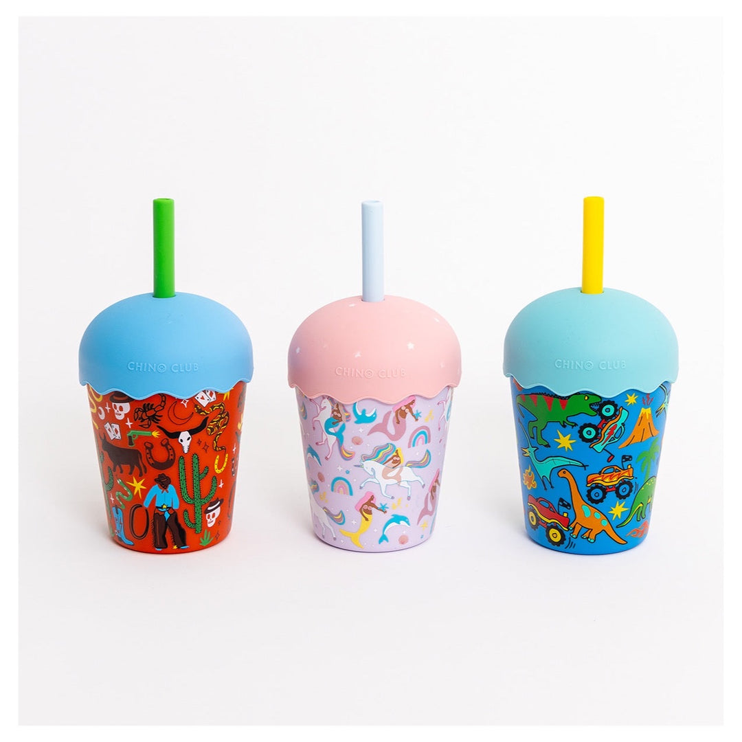 CHINO CLUB MINI SMOOTHIE CUP &amp; STRAW, MERMAIDS AND UNICORNS