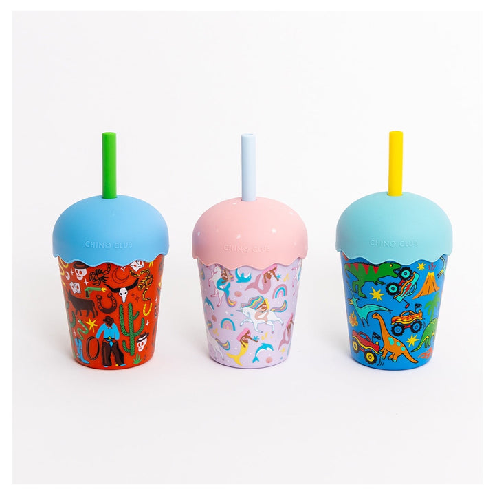 CHINO CLUB MINI SMOOTHIE CUP &amp; STRAW, MERMAIDS AND UNICORNS