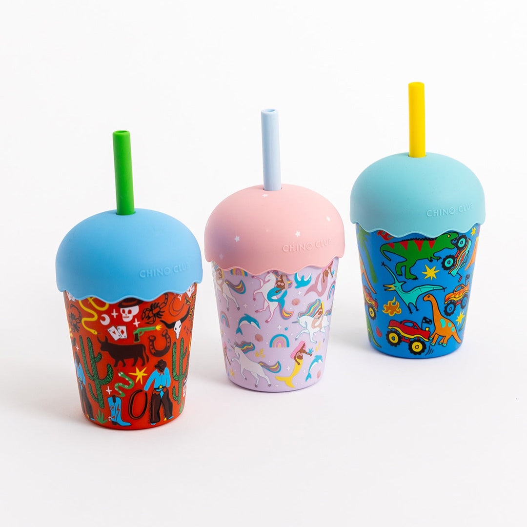 CHINO CLUB MINI SMOOTHIE CUP &amp; STRAW, MERMAIDS AND UNICORNS