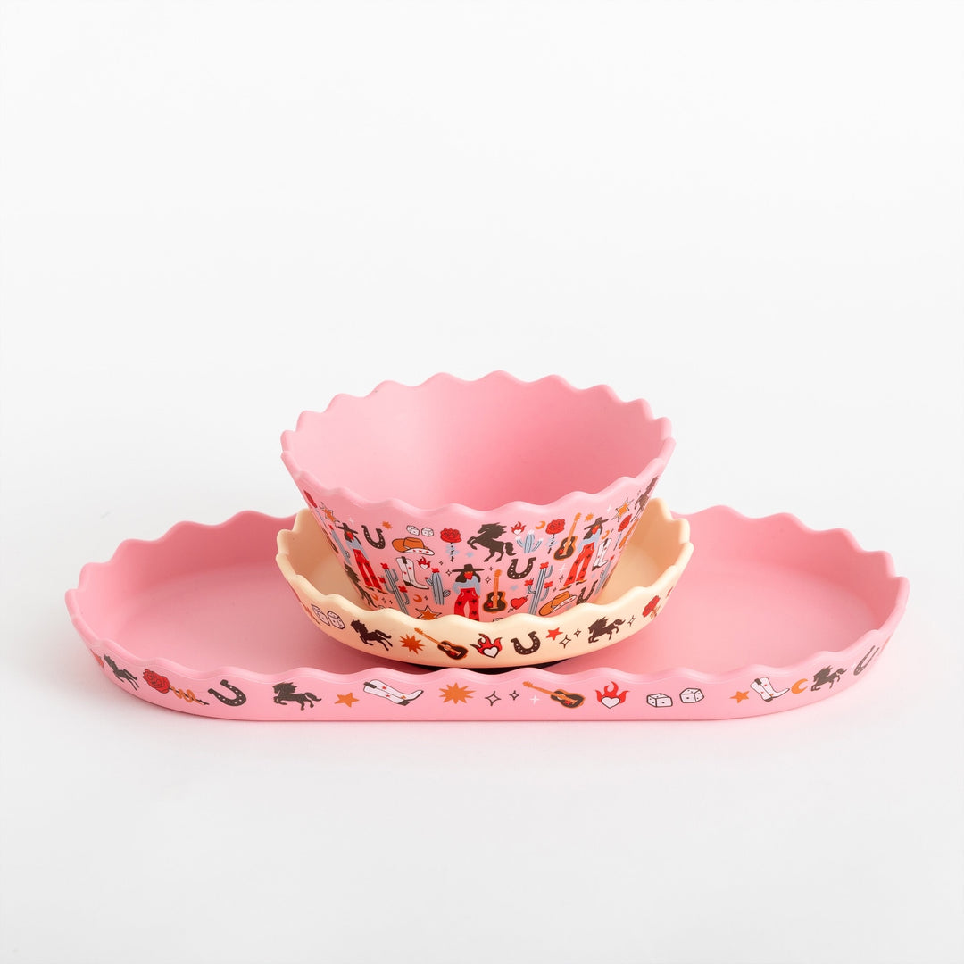 CHINO CLUB BOWL AND PLATE SET, COWGIRL