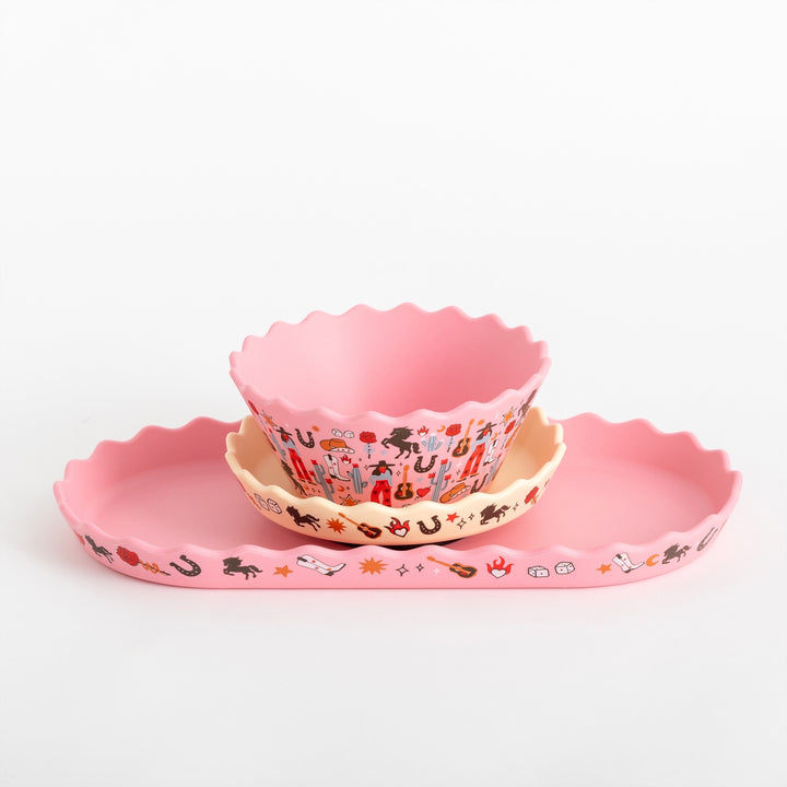 CHINO CLUB BOWL AND PLATE SET, COWGIRL