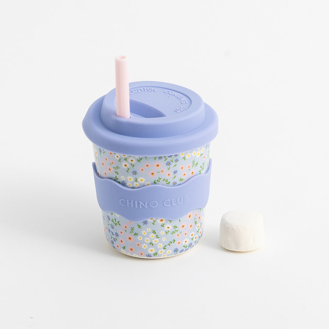 CHINO CLUB KIDS KEEP CUP, BLUE FLORAL / 8OZ