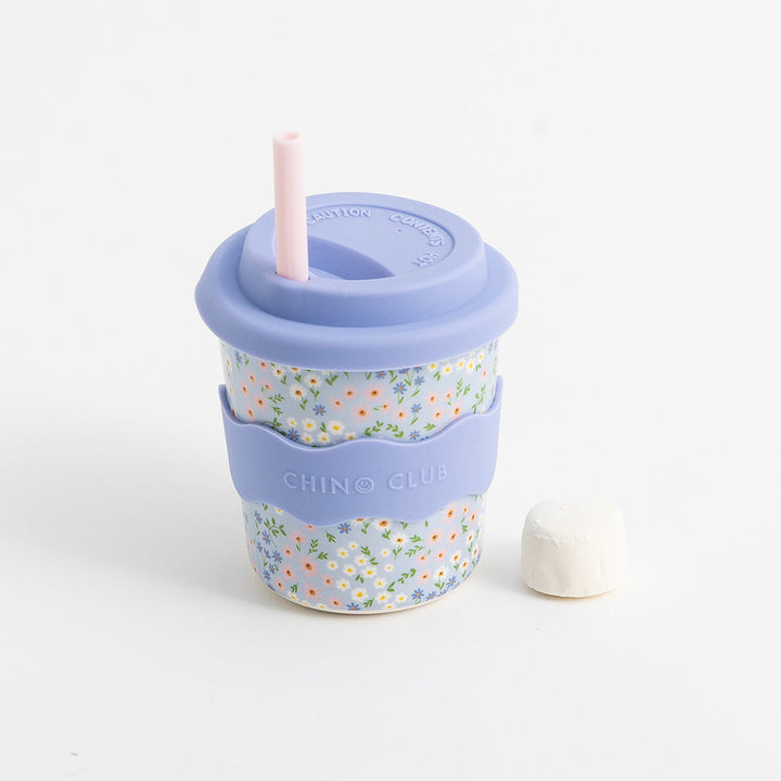 CHINO CLUB KIDS KEEP CUP, BLUE FLORAL / 8OZ