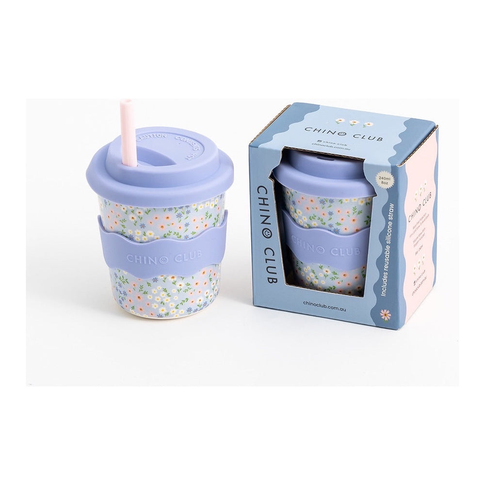 CHINO CLUB KIDS KEEP CUP, BLUE FLORAL / 8OZ