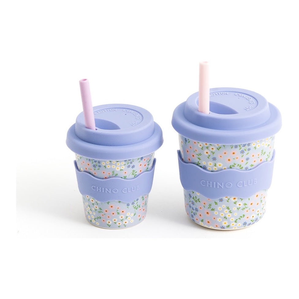 CHINO CLUB KIDS KEEP CUP, BLUE FLORAL / 8OZ