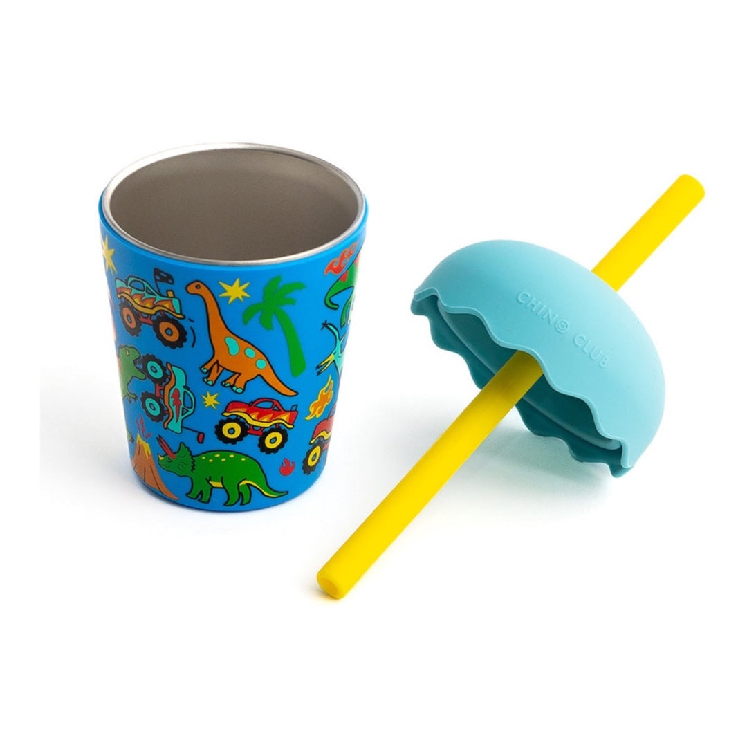 CHINO CLUB MINI SMOOTHIE CUP &amp; STRAW, DINOTRUCKS