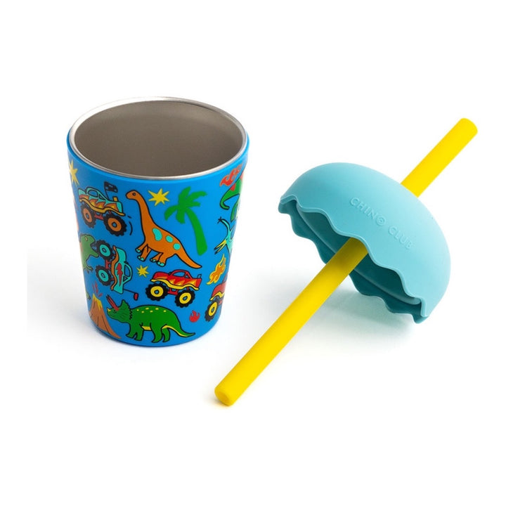 CHINO CLUB MINI SMOOTHIE CUP &amp; STRAW, DINOTRUCKS