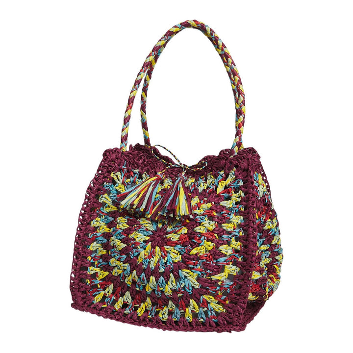 SAGE &amp; CLARE SOLARA CROCHET BAG, BURNT CHERRY