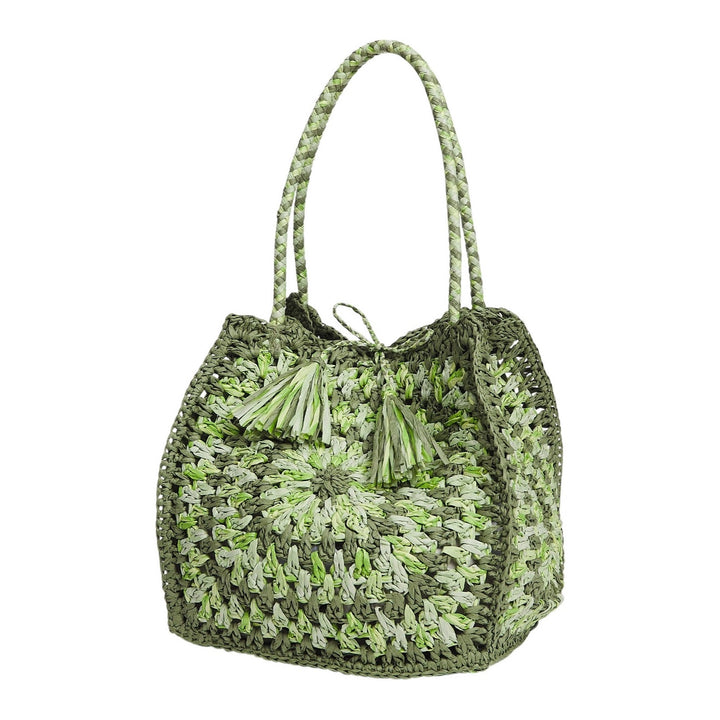 SAGE &amp; CLARE SOLARA CROCHET BAG, HUNTER GREEN