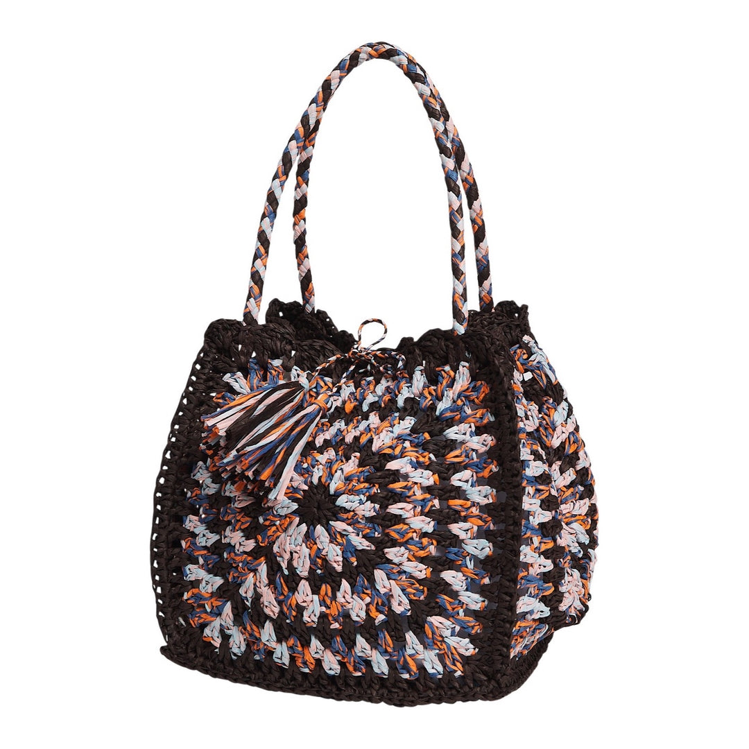SAGE &amp; CLARE SOLARA RAFFIA BAG, UMBER