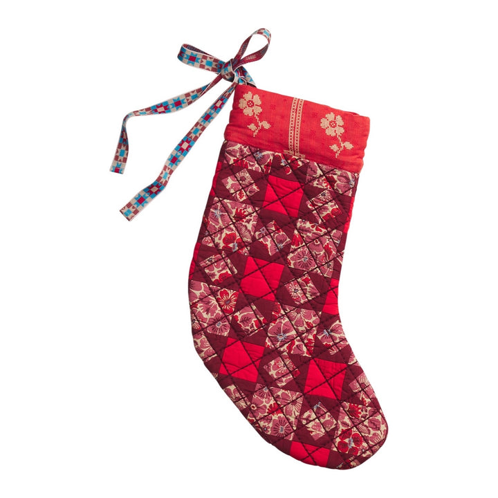 SAGE &amp; CLARE MAGNOLIA PATCHWORK STOCKING, POPPY