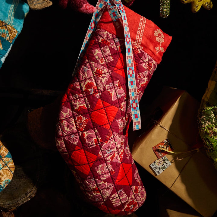 SAGE &amp; CLARE MAGNOLIA PATCHWORK STOCKING, POPPY