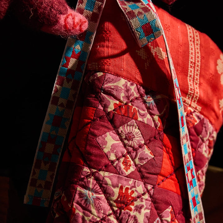 SAGE &amp; CLARE MAGNOLIA PATCHWORK STOCKING, POPPY