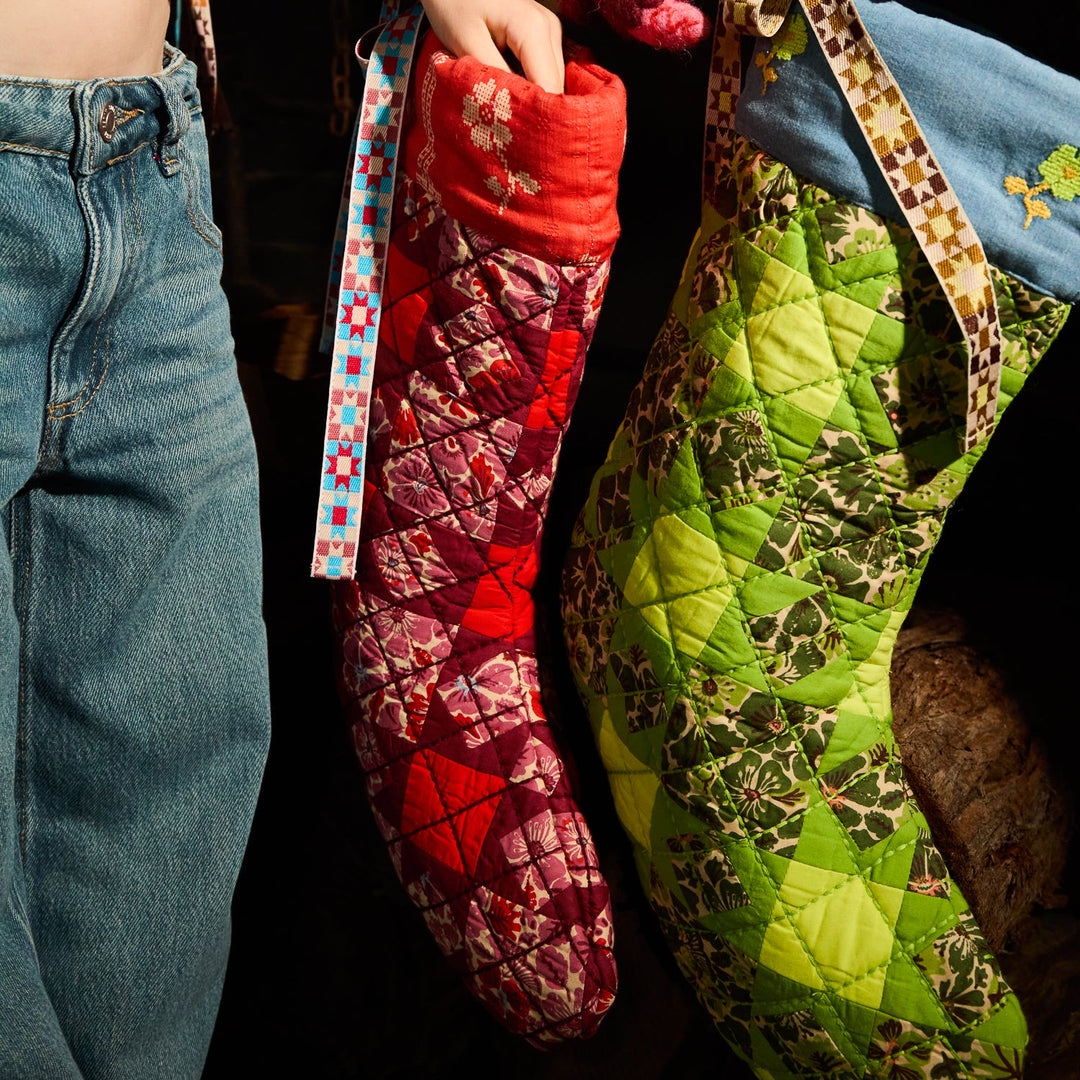 SAGE &amp; CLARE MAGNOLIA PATCHWORK STOCKING, POPPY