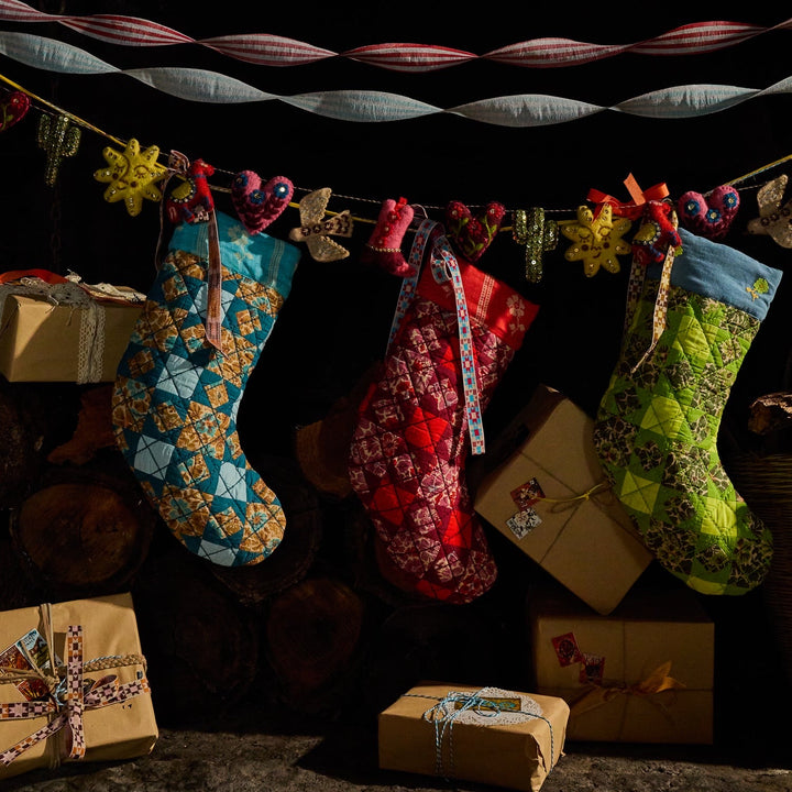 SAGE &amp; CLARE MAGNOLIA PATCHWORK STOCKING, POPPY