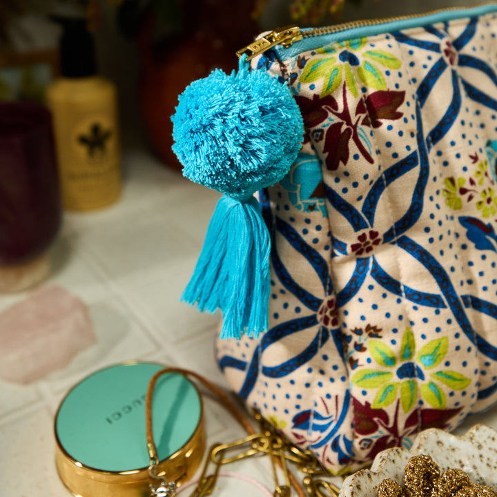 SAGE &amp; CLARE NORALI QUILTED COSMETIC BAG, ECRU