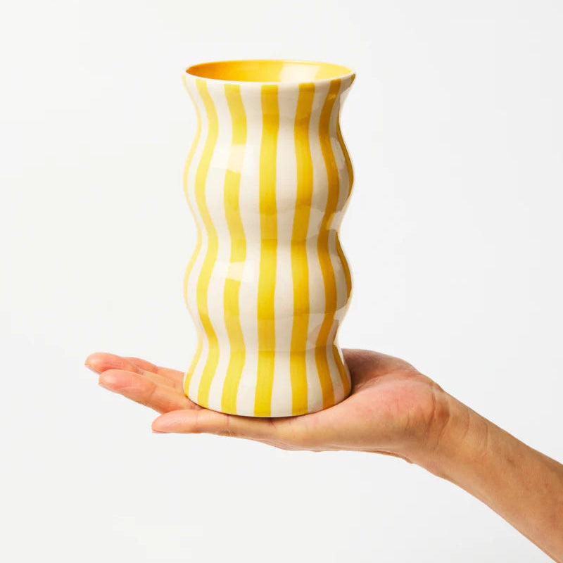 J & CO PALMA VASE: YELLOW STRIPE