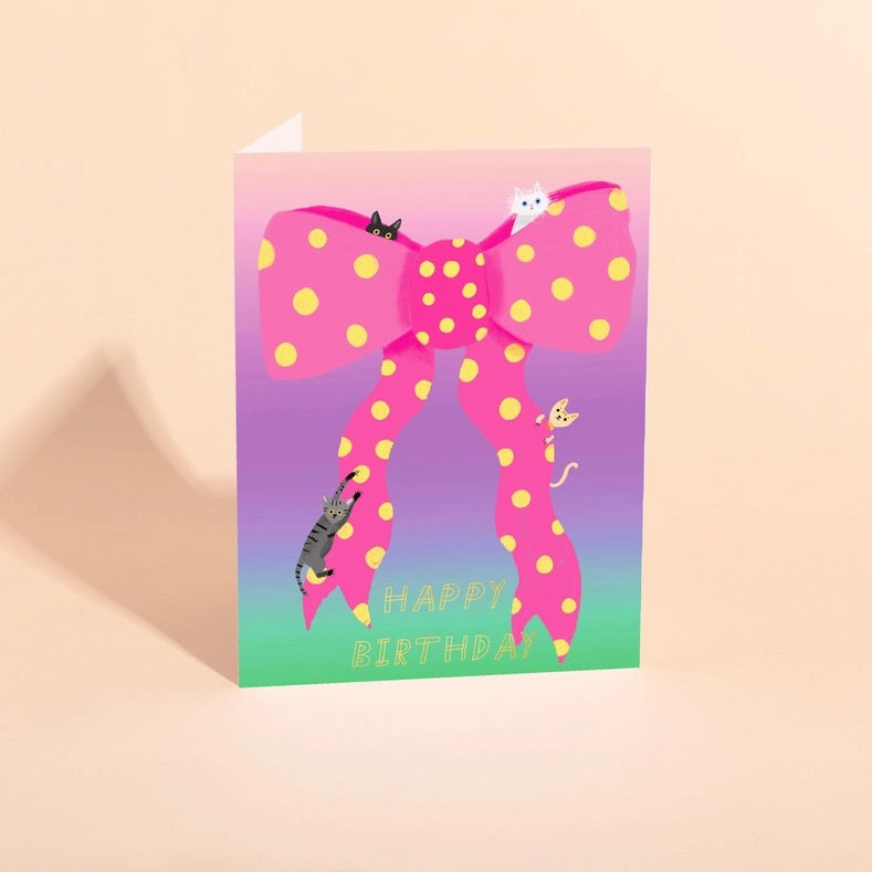 CAROLYN SUZUKI STUDIO RIBBON AND CATS CARD