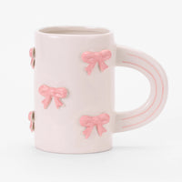 CHAGOART CERAMIC HANDMADE COFFEE MUG: SMALL PINK BOWS