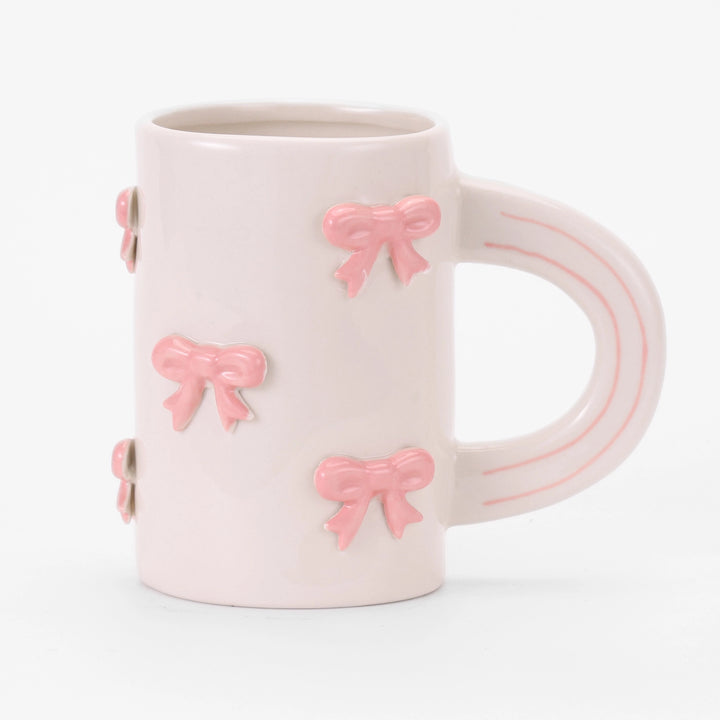 CHAGOART CERAMIC HANDMADE COFFEE MUG: SMALL PINK BOWS