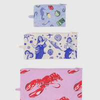 BAGGU FLAT POUCH SET: SEA CREATURES